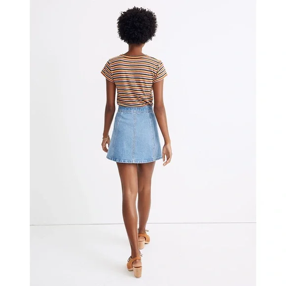 Madewell Stretch Denim A-Line Mini Skirt in Miller Wash - Picture 3 of 10